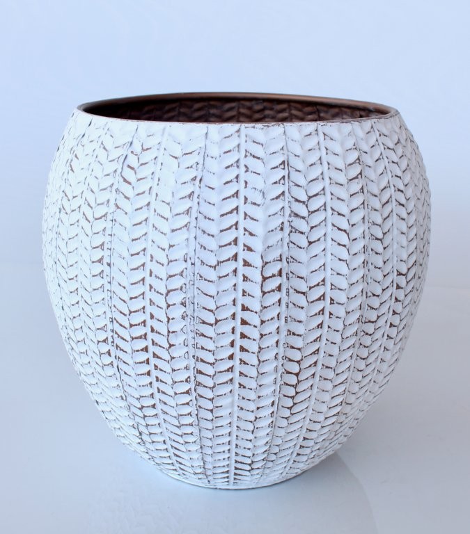 Set Of 2 White Metal Planters